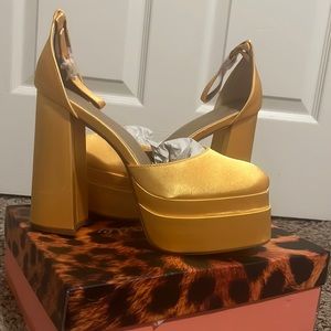 Yellow Orange Platform Heels